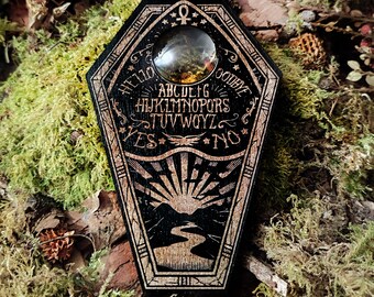 Ouija, Planchette, Ouija board, wooden ouija, spirit, divination, ouija drop and pointer, ouija table, Gothic decoration