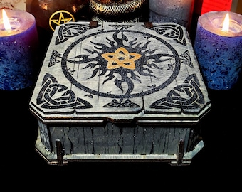 Esotericism Eternia Mystical Box, Esoteric Tool, Jewelry Storage, Tarot and Oracle, Incense and Candles, Engraved Wooden Box