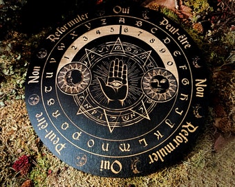 Pendulum, Pendulum Tray, Divinatory Tray, Dowsing Board for Divinatory Arts, Esoterism, Spiritism and Clairvoyance