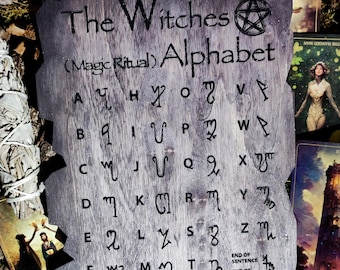 Authentic Secret Alphabet of Witches, Salem, esotericism Magic tool, Decoration and enchanted rituals, Mystical Witchcraft.
