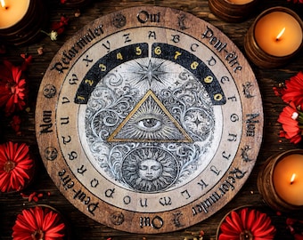 Esotericism - Spiritual Divination Board Engraved on Wood - Connection to Cosmic Mysteries and Energies, Powerful Divinatory Tool!
