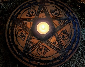 Sacred Pentacle, Pentagram, Ritual and Spell, Witchcraft, Esotericism, Occult Magic, Protection Altar.