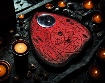 Ouija Vampire, esotericism Ouija Gothic “Blood Moon” – Esoteric Accessory in Engraved Wood for Spiritism and Witch Decoration!